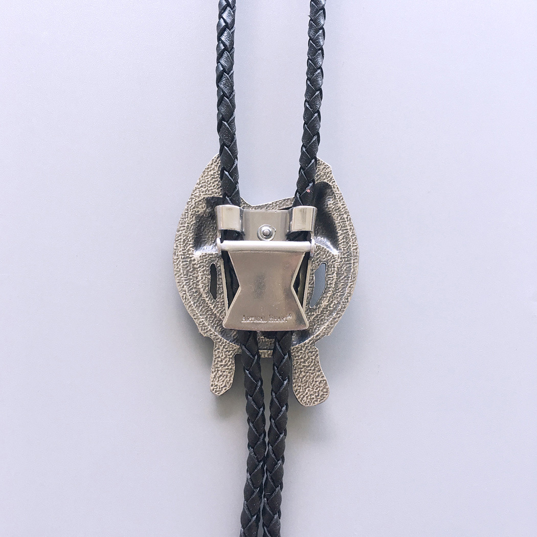 Vintage Silver Saddle Horseshoe Cowboy Cowgirl Bolo Tie BOLOTIE-006