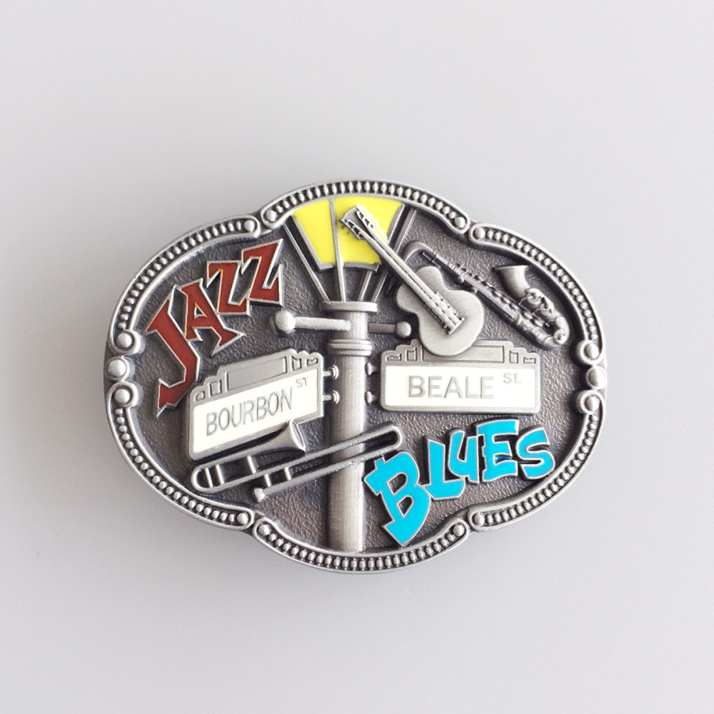 Vintage Enamel Jazz Blues Country Music Belt Buckle Gurtelschnalle Boucle de ceinture
