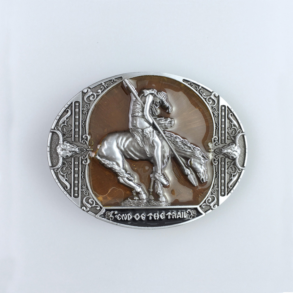 Yellow Enamel Rodeo Cowboy Western Oval Belt Buckle Boucle de Ceinture BUCKLE-WT113YE