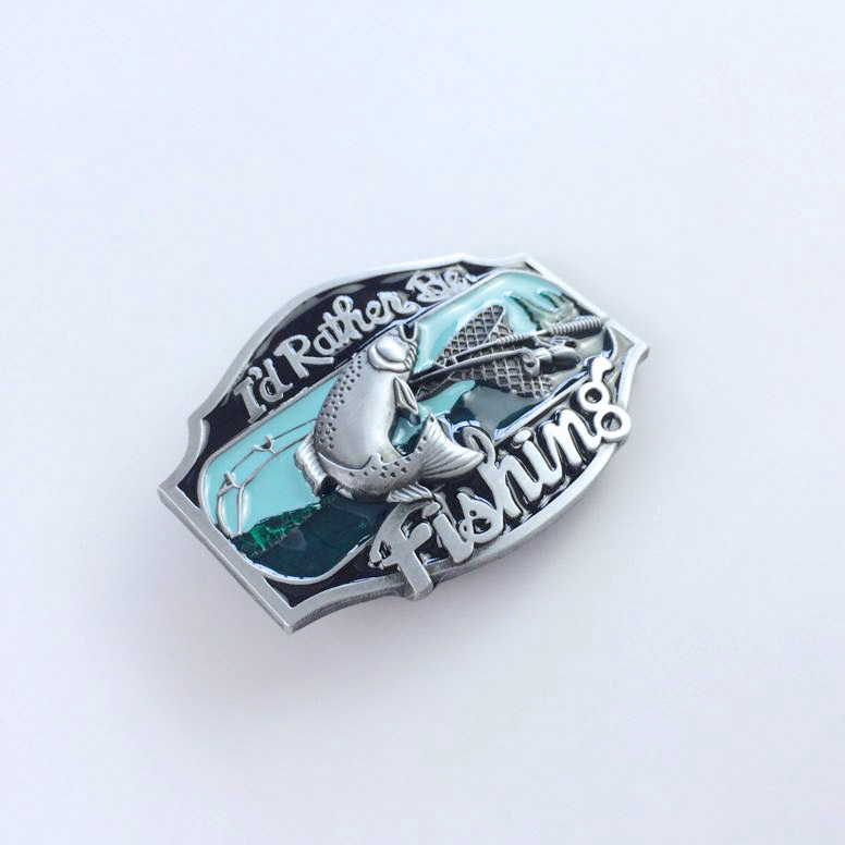 Vintage Style Rather Be Fishing Fish Wildlife Belt Buckle