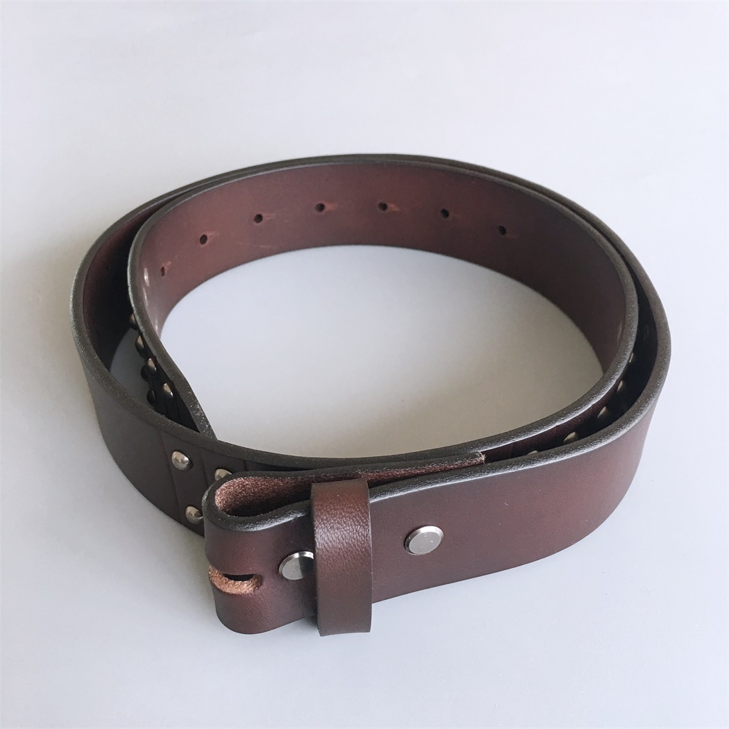 Nails Studded Dark Coffee Color Genuine Leather Belt Solid Real Leather Belt Gurtel BELT1-006BW