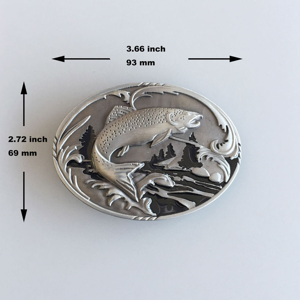 Fish Fishing Wildlife Fisherman Western Oval Belt Buckle
