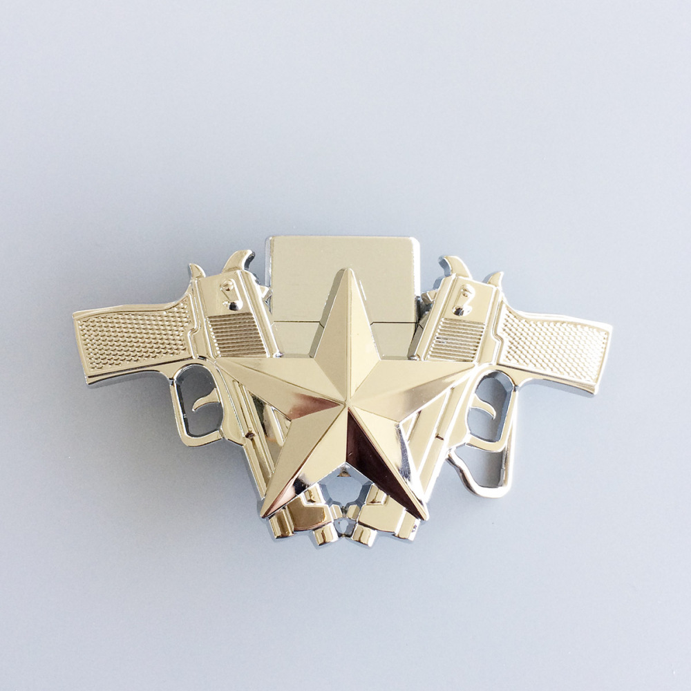 Bright Silver Star Large Western Belt Buckle