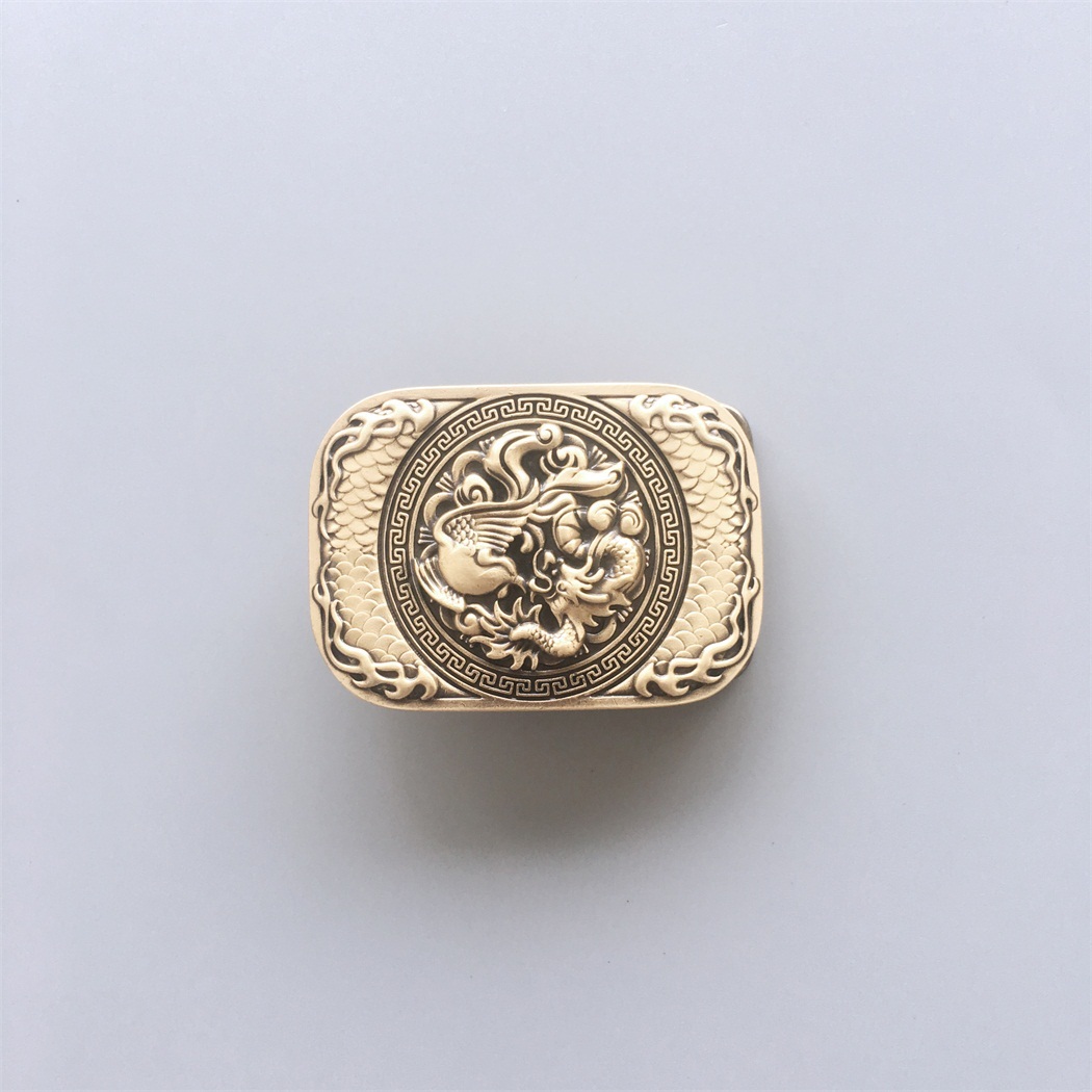 New Dragon Rectangle Solid Brass Belt Buckle BUCKLE-BS005