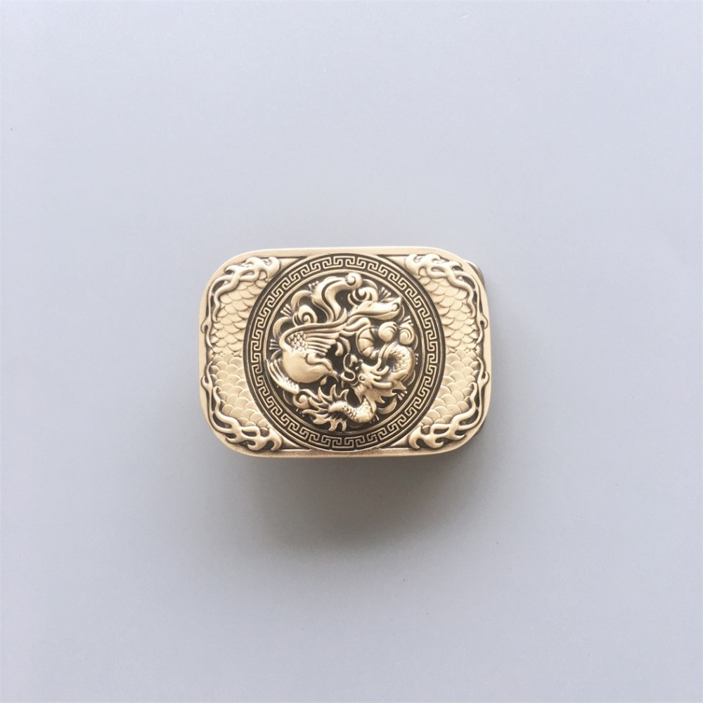 New Dragon Rectangle Solid Brass Belt Buckle BUCKLE-BS005