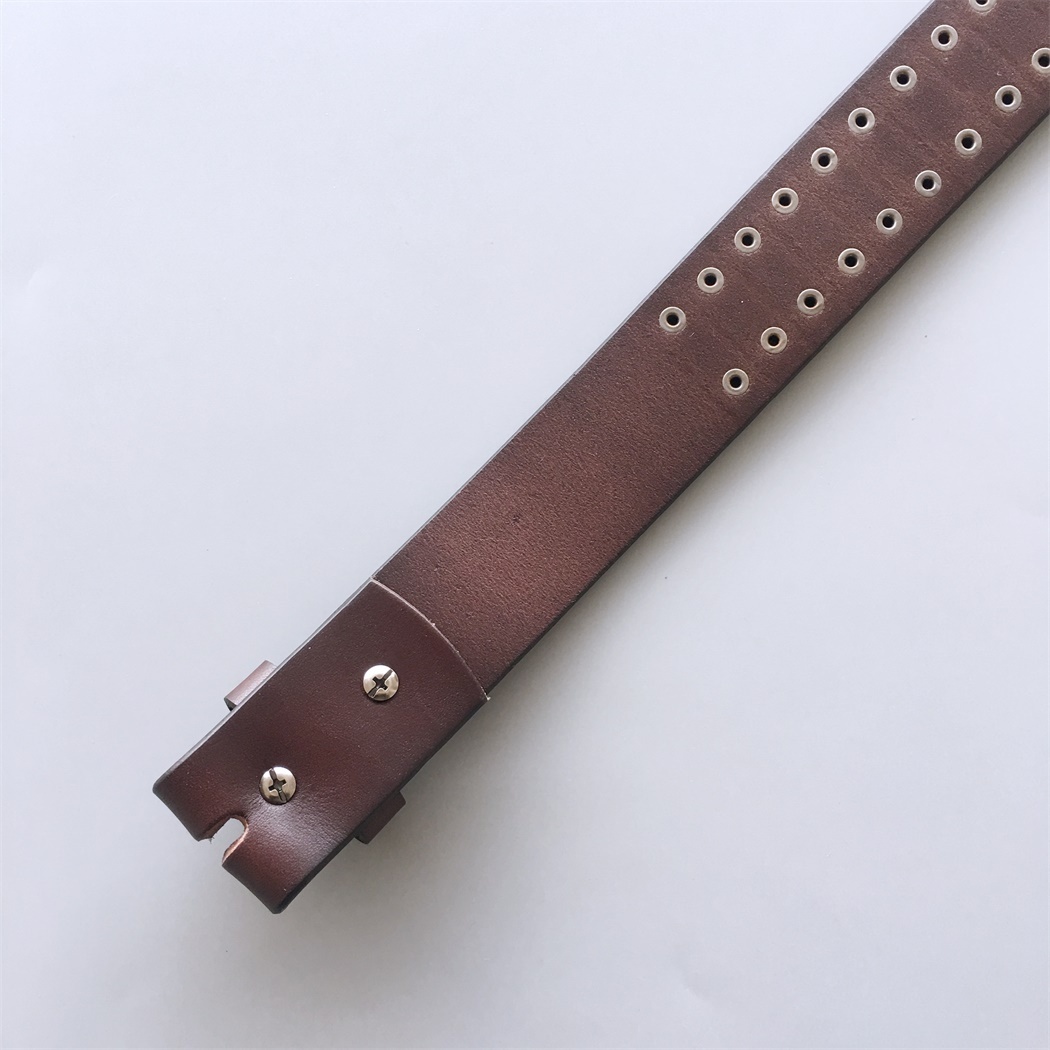 Nails Studded Dark Coffee Color Genuine Leather Belt Solid Real Leather Belt Gurtel BELT1-006BW