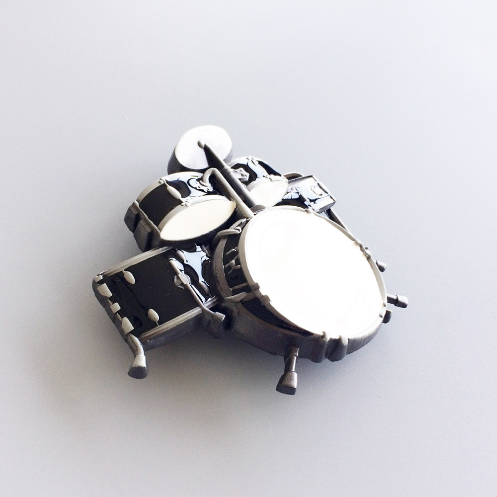 Vintage Drum Kit Black Enamel Music Belt Buckle Gurtelschnalle Boucle de ceinture