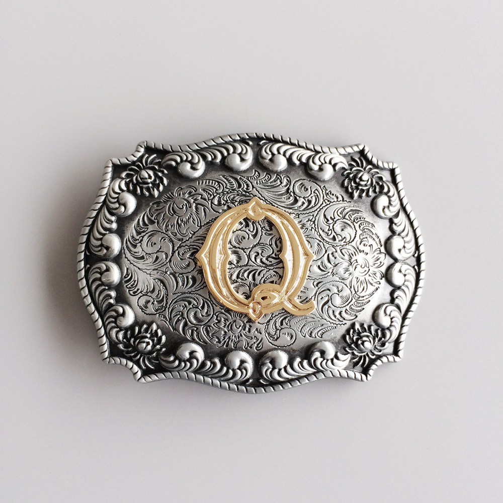 Initial Letter Q Western Style Cowboy Cowgirl Belt Buckle BUCKLE-LE010Q