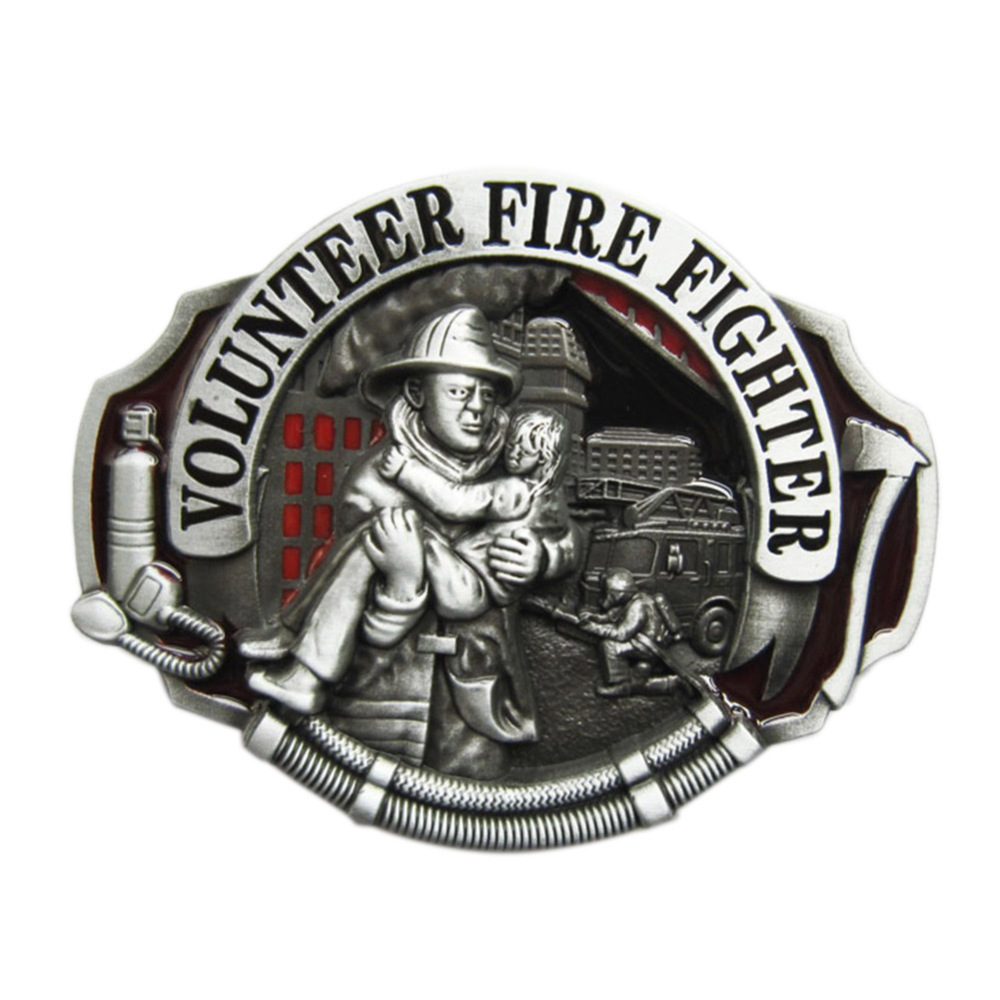 Enamel Hero Volunteer Fire Fighter Belt Buckle Gurtelschnalle Boucle de ceinture