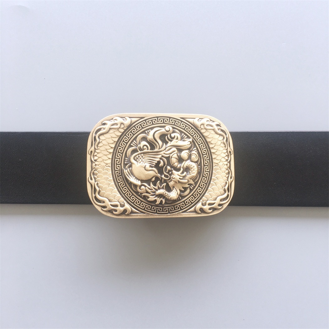 New Dragon Rectangle Solid Brass Belt Buckle BUCKLE-BS005