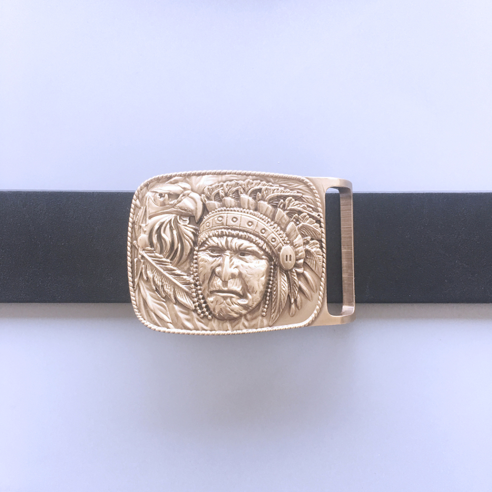 Western Eagle Chief Cowboy Solid Brass Belt Buckle BUCKLE-BS011