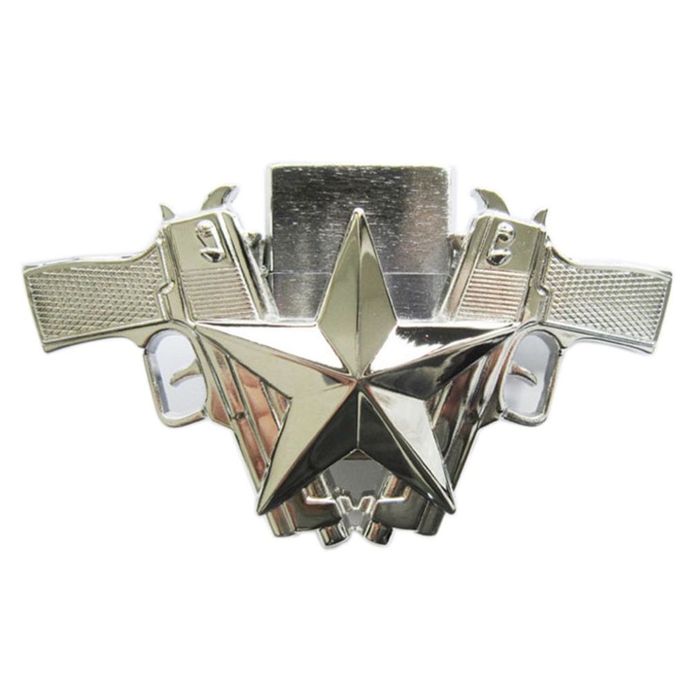 Bright Silver Star Large Western Belt Buckle