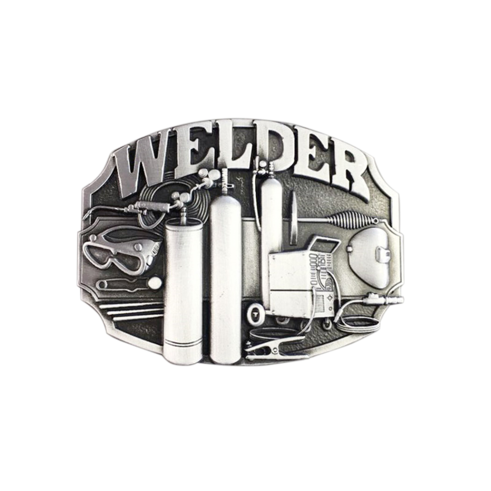 Antique Silver Welder Trades Tradesman Belt Buckle