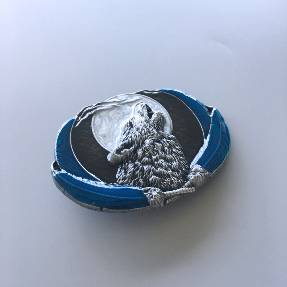 Vintage Style Enamel Western Moon Oval Belt Buckle