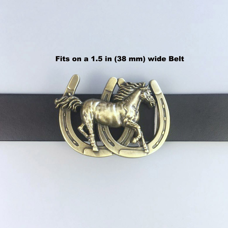 Horse Horseshoe Western Wildlife Belt Buckle