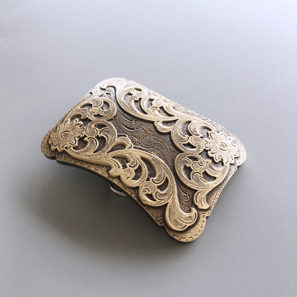 Western Flower Cowboy Cowgirl Solid Brass Belt Buckle BUCKLE-BS013