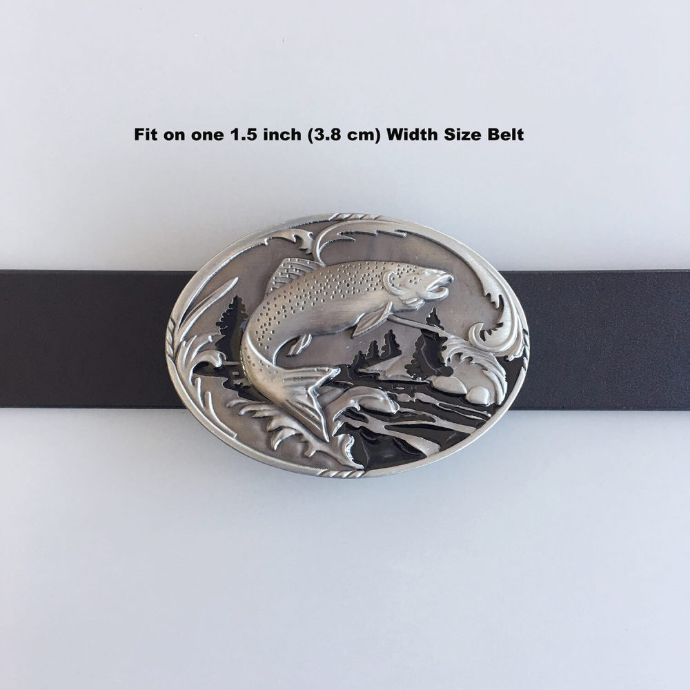 Fish Fishing Wildlife Fisherman Western Oval Belt Buckle