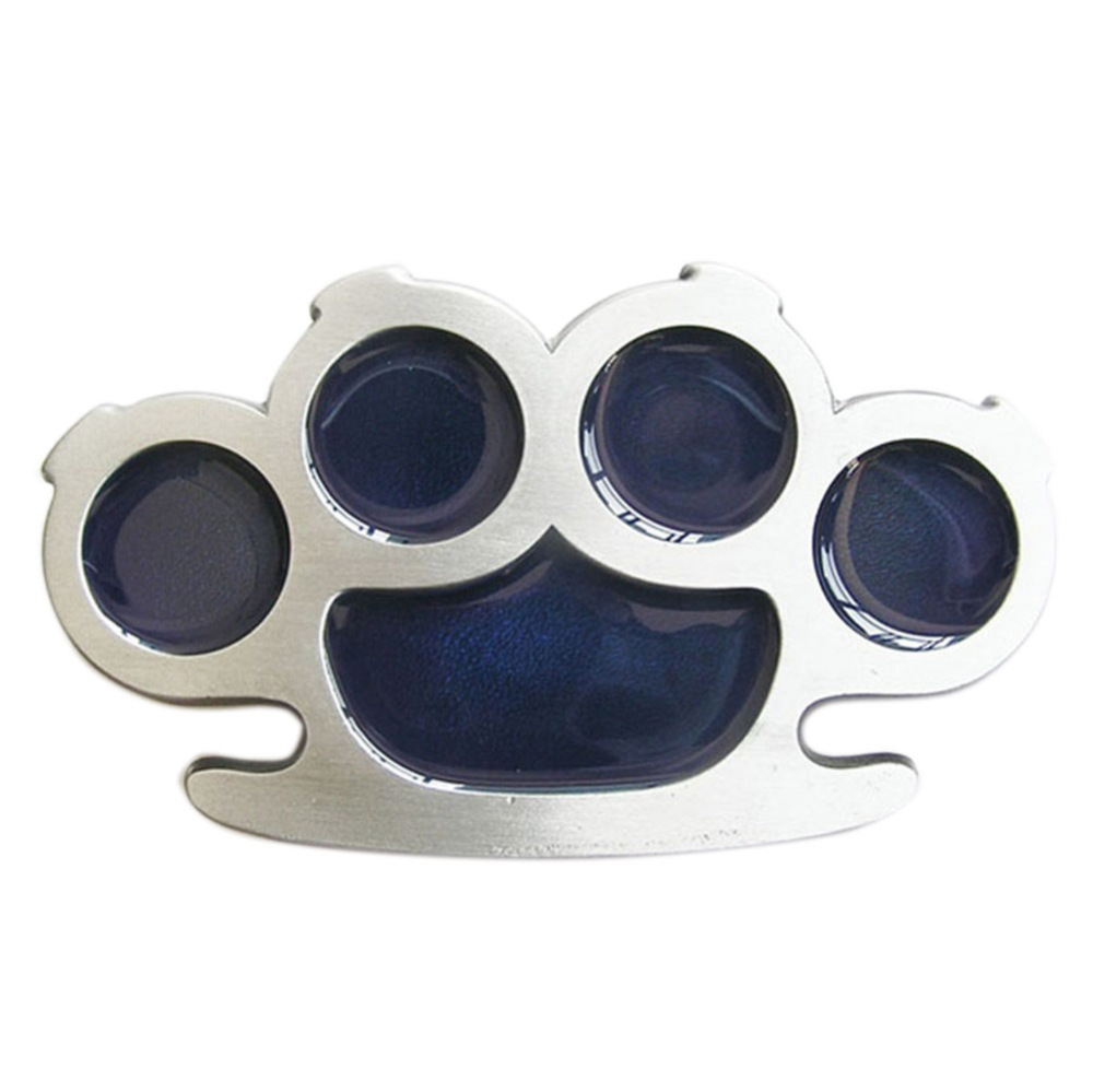 Vintage Blue Enamel Cut Out Four Rings Belt Buckle Gurtelschnalle Boucle de ceinture