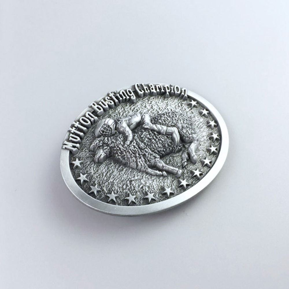 Antique Silver Mutton Busting Cowboy Cowgirl Wildlife Belt Buckle also Stock in the US BUCKLE-WT106AS