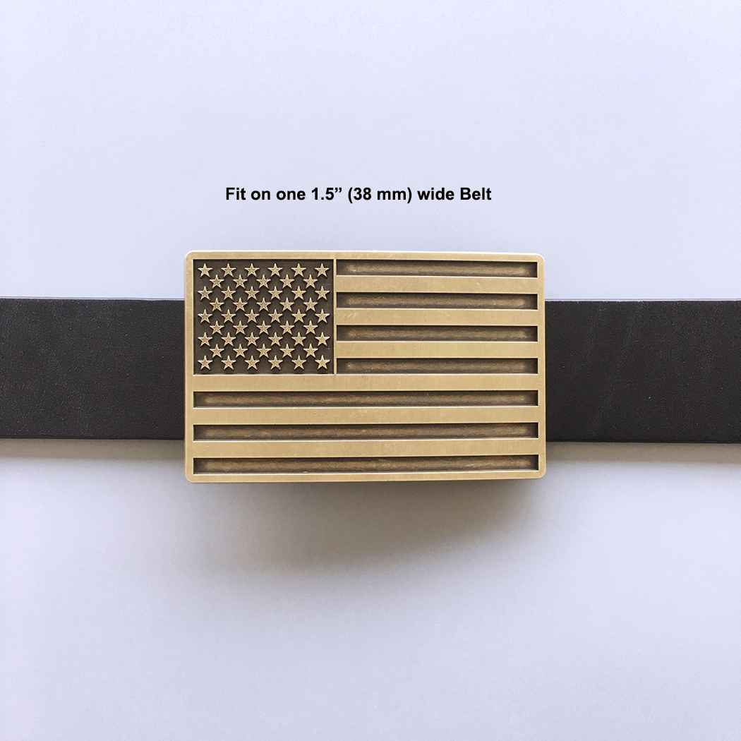 Vintage Bronze Plated American USA Flag Belt Buckle BUCKLE-FG028AB