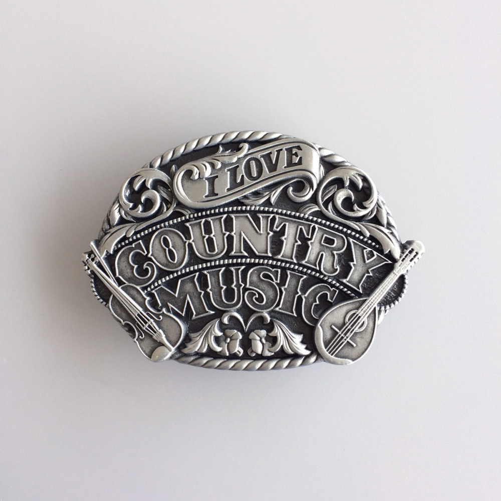 Tattoo Skull Country Music Guitar Belt Buckle