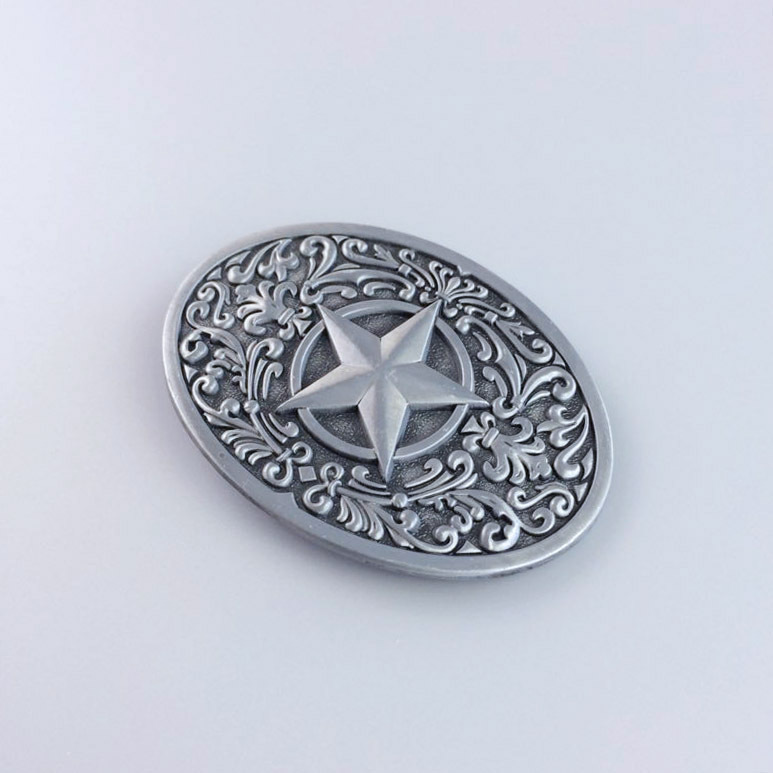 Vintage Style Southwest Western Star Oval Belt Buckle