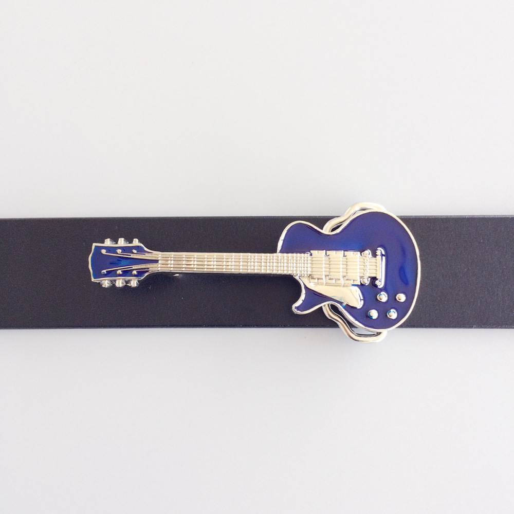 Bright Silver Blue Enamel Electric Guitar Music Belt Buckle Gurtelschnalle Boucle de ceinture BUCKLE-MU046BL