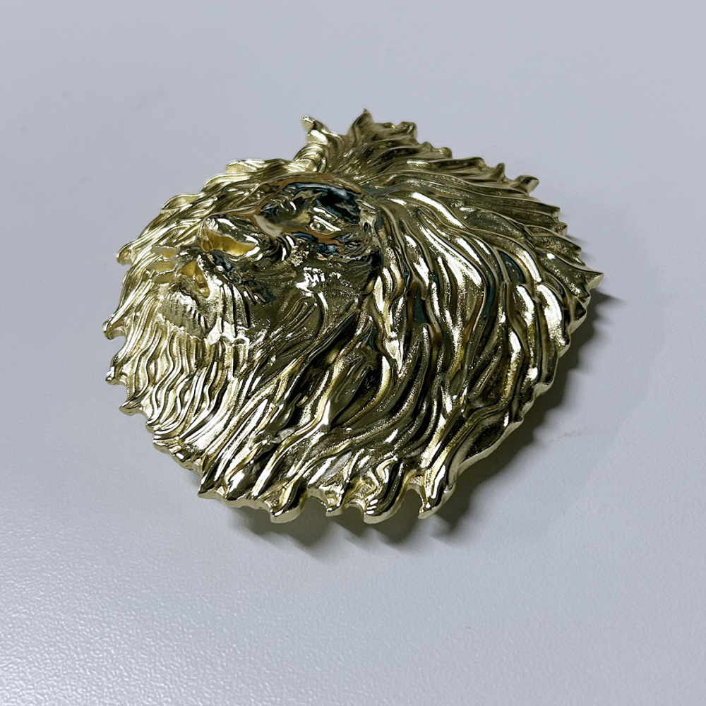 Gold Color Plated Animal King Head Wildlife Western Belt Buckle
