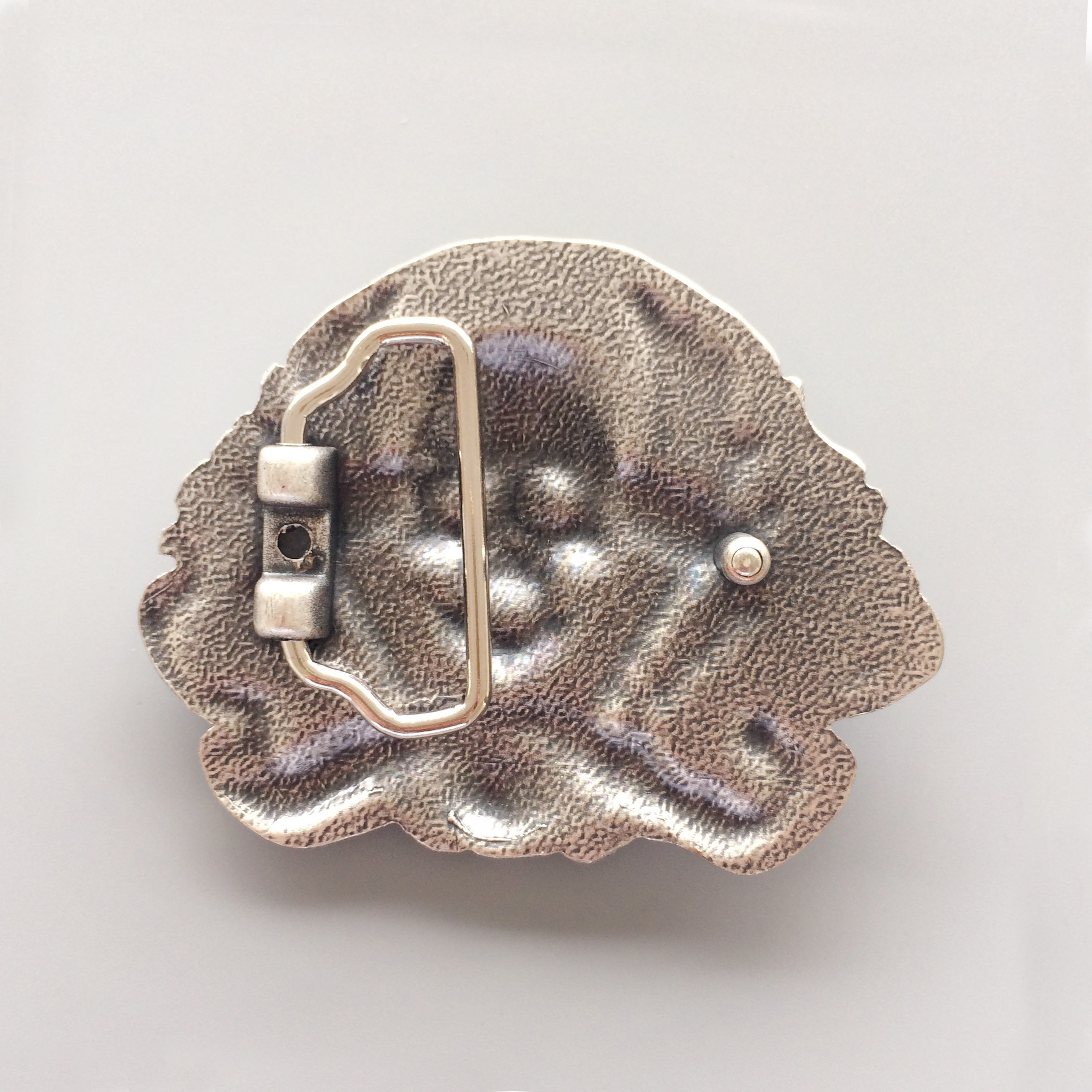 Vintage Silver Plated Skull Belt Buckle Boucle de Ceinture