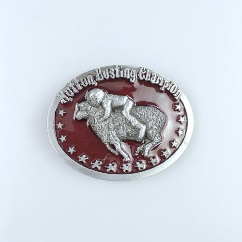 Vintage Red Enamel Initial Mutton Busting Champion Belt Buckle BUCKLE-WT106RD