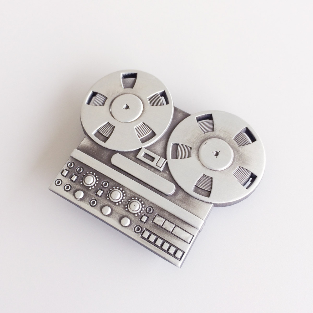 Antique Silver Tape Recorder Player Music Belt Buckle Boucle de ceinture