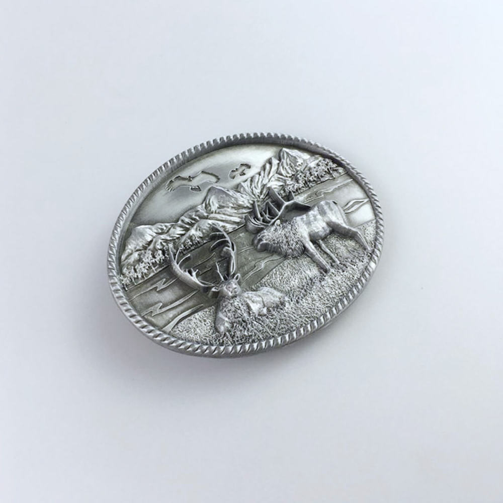 Western Wildlife Deer Oval Belt Buckle Boucle de Ceinture