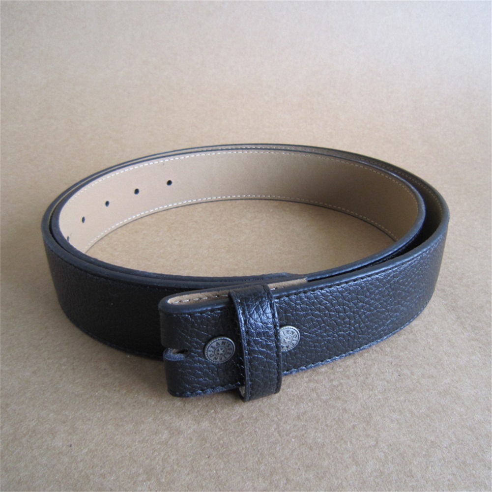 Black PU Imitate Leather Belt Solid Heavy PU Snap On Belt Gurtel