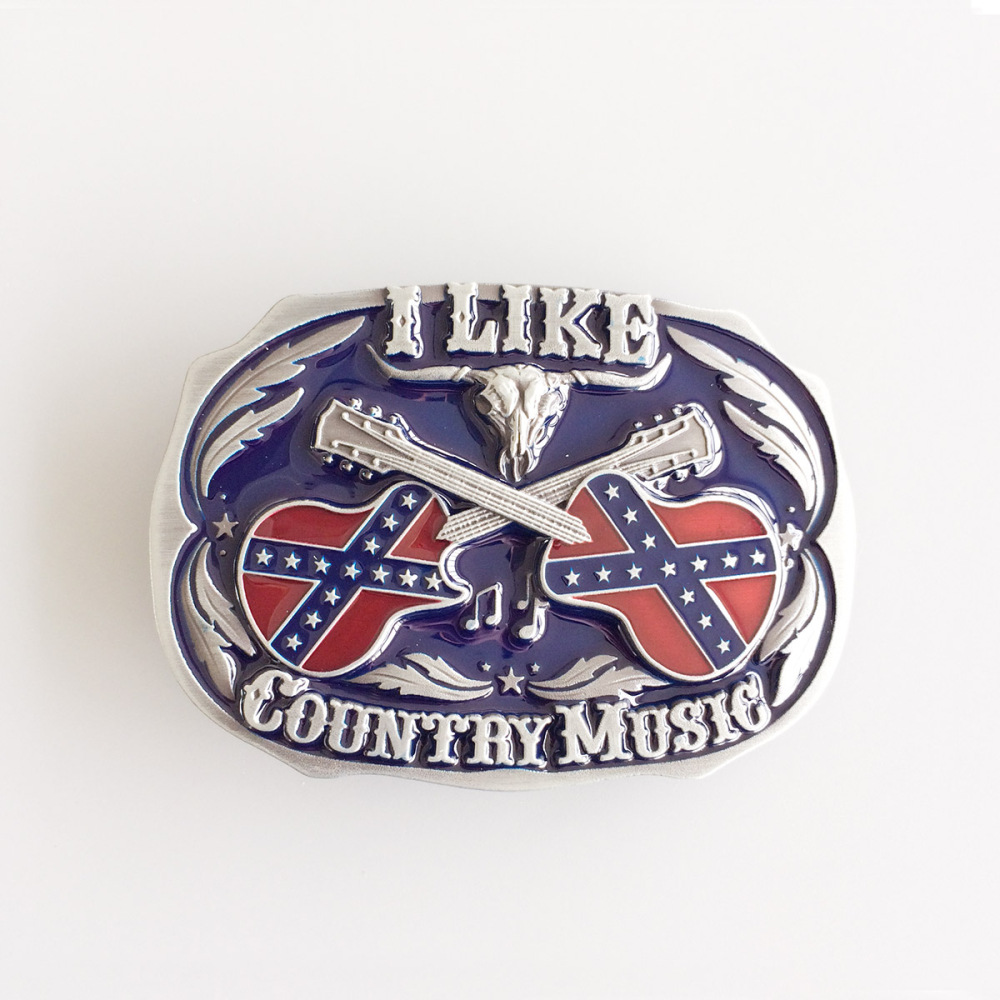 Vintage Enamel Western Country Music Belt Buckle Gurtelschnalle Boucle de ceinture