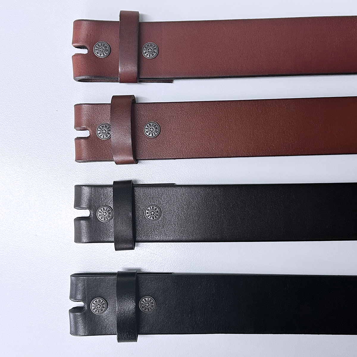 Solid Black Genuine Leather Belt Brass Snap On Belt BELT1-014BKN