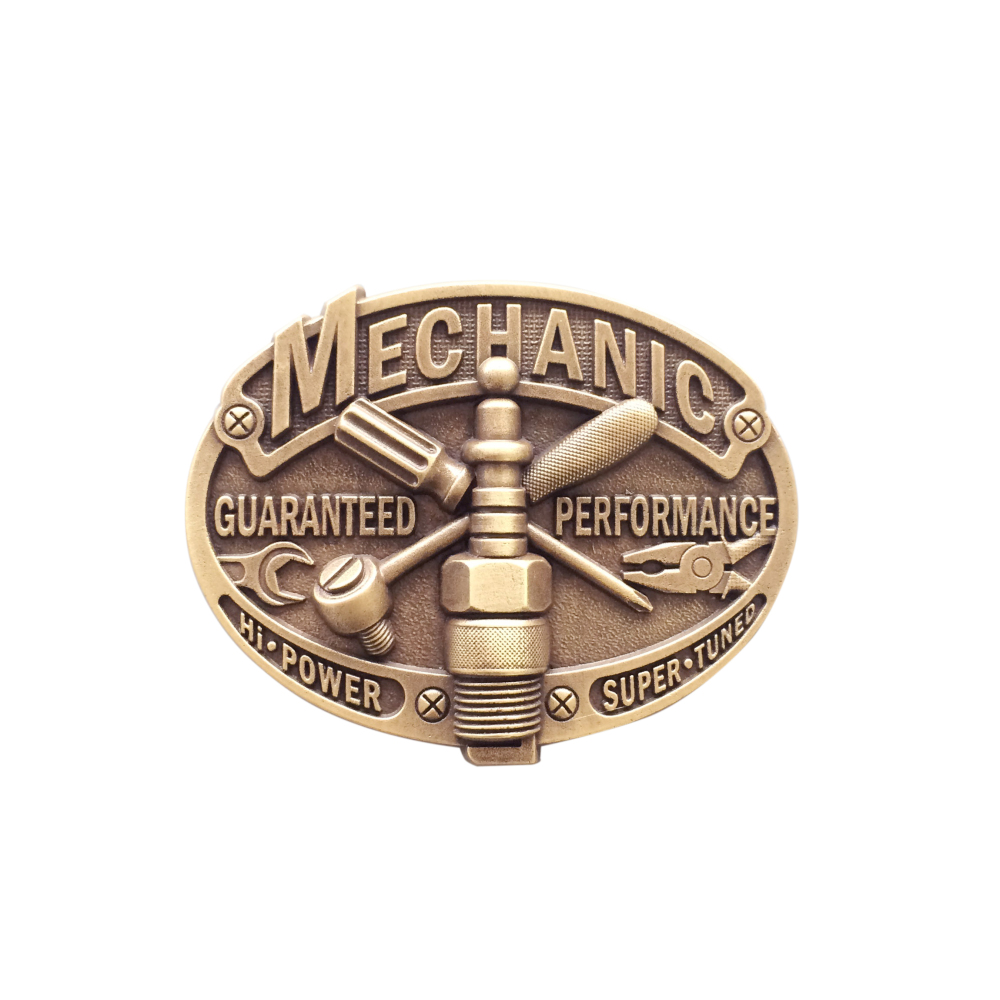 Vintage Bronze Plated Mechanic Trades Tradesman Belt Buckle