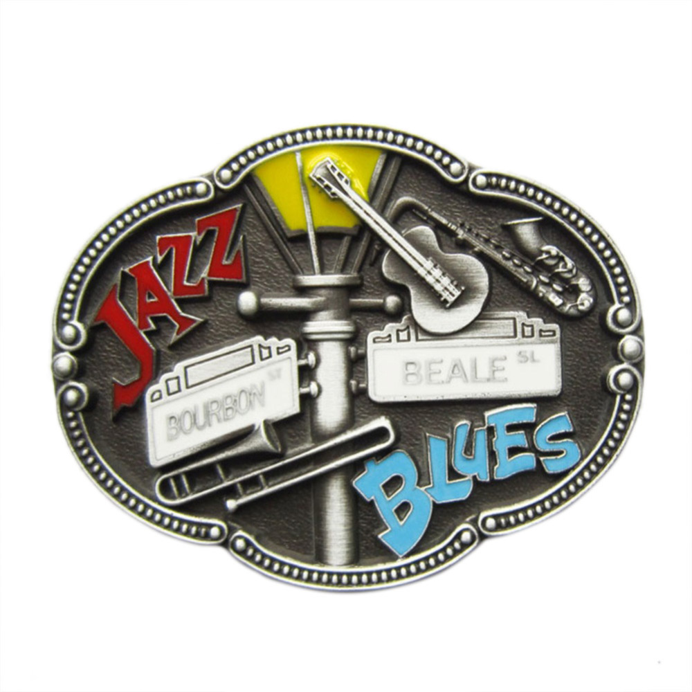 Vintage Enamel Jazz Blues Country Music Belt Buckle Gurtelschnalle Boucle de ceinture