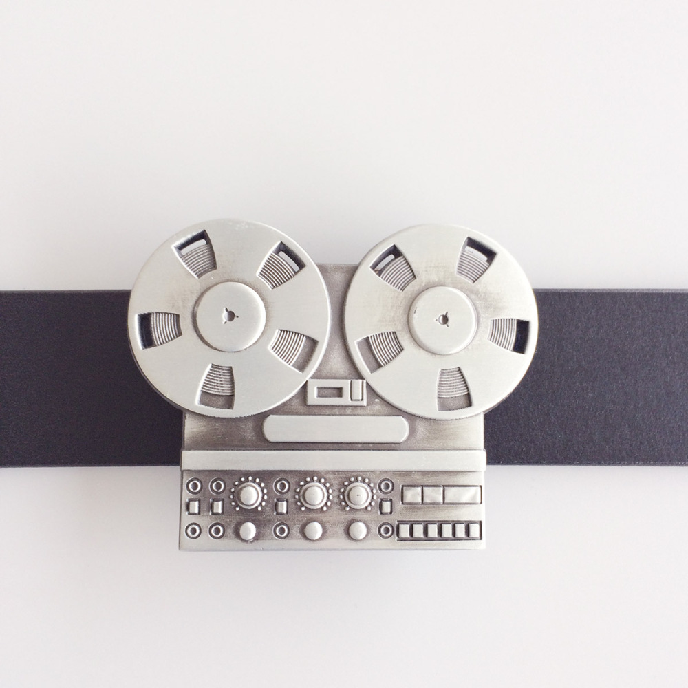 Antique Silver Tape Recorder Player Music Belt Buckle Boucle de ceinture
