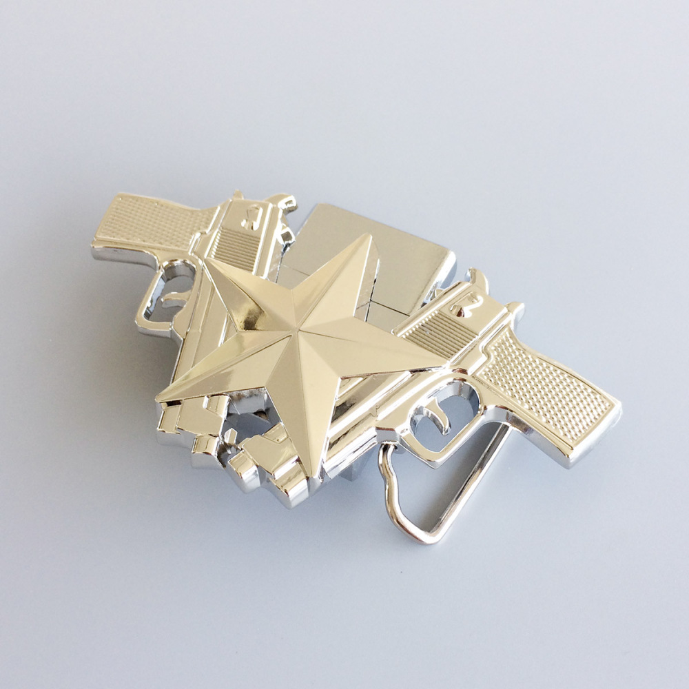 Bright Silver Star Large Western Belt Buckle