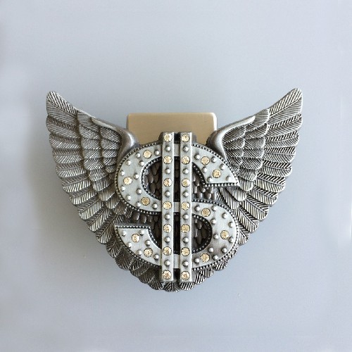 Vintage Rhinestones Angel Wings US Dollar Belt Buckle Gurtelschnalle Boucle de ceinture BUCKLE-LT015