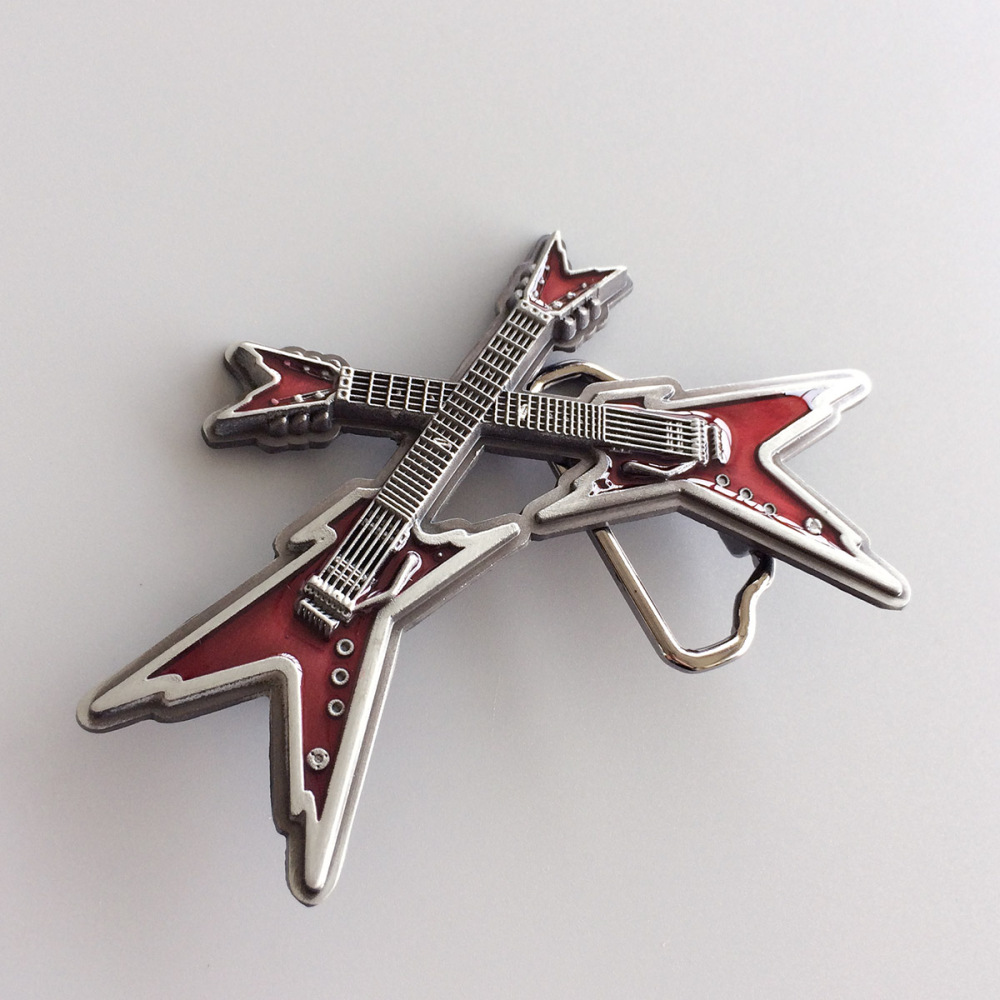 Vintage Red Enamel Cross Electric Guitar Belt Buckle Gurtelschnalle Boucle de ceinture