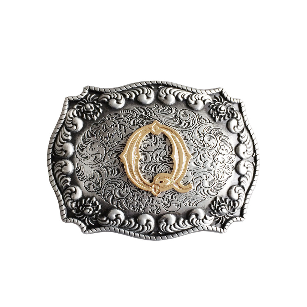 Initial Letter Q Western Style Cowboy Cowgirl Belt Buckle BUCKLE-LE010Q
