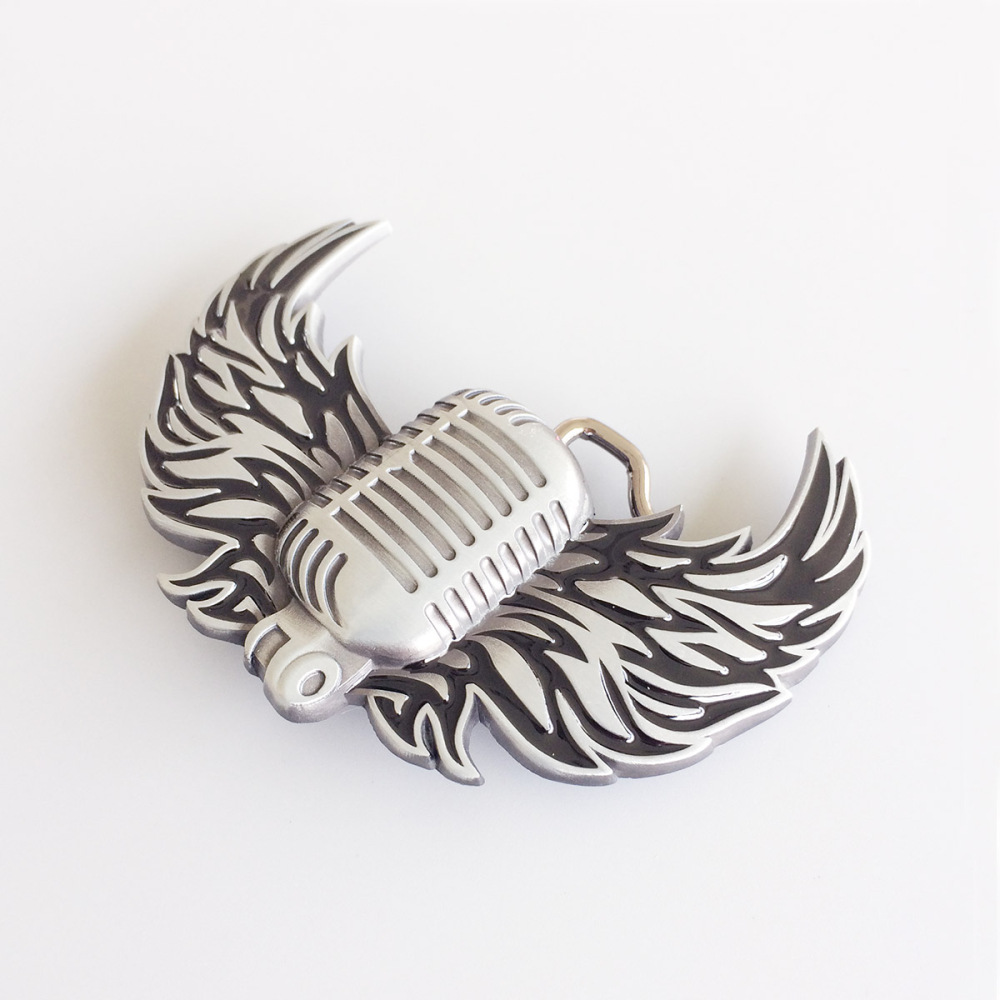 Vintage Microphone Flying Wings Rock Music Belt Buckle Gurtelschnalle Boucle de ceinture