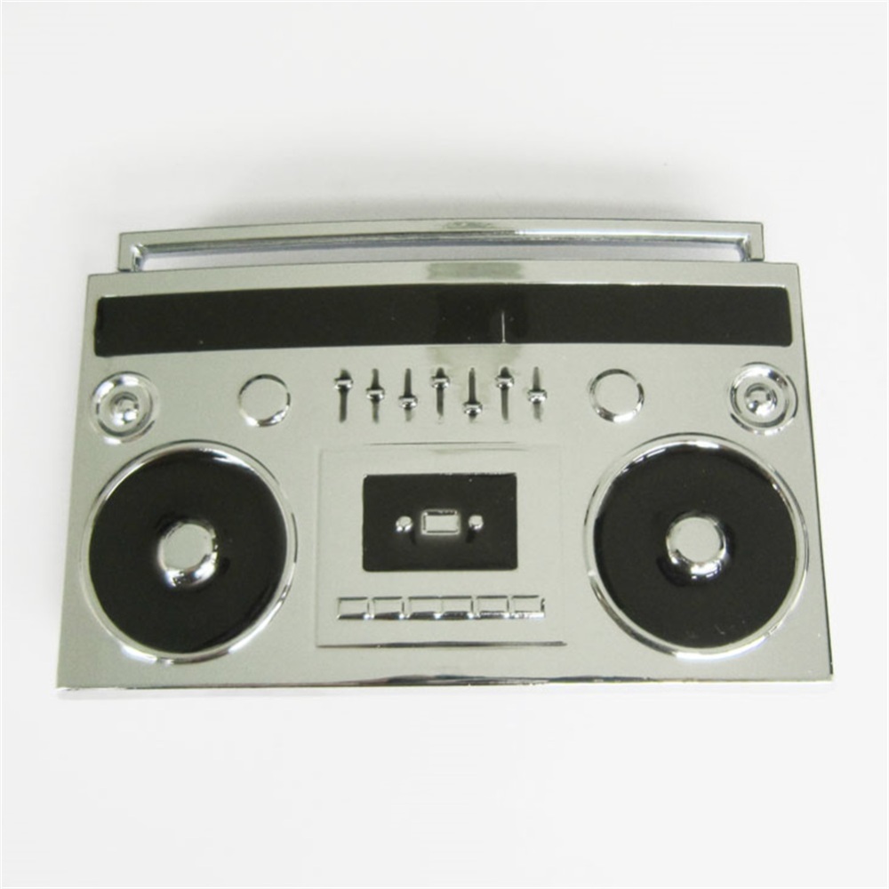 Bright Silver Enamel Tape Recorder Music Belt Buckle Boucle de ceinture