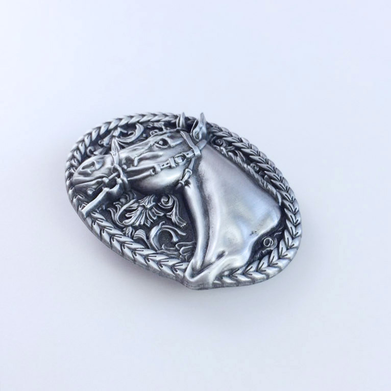 Vintage Style Western Rope Horse Cowboy Oval Belt Buckle