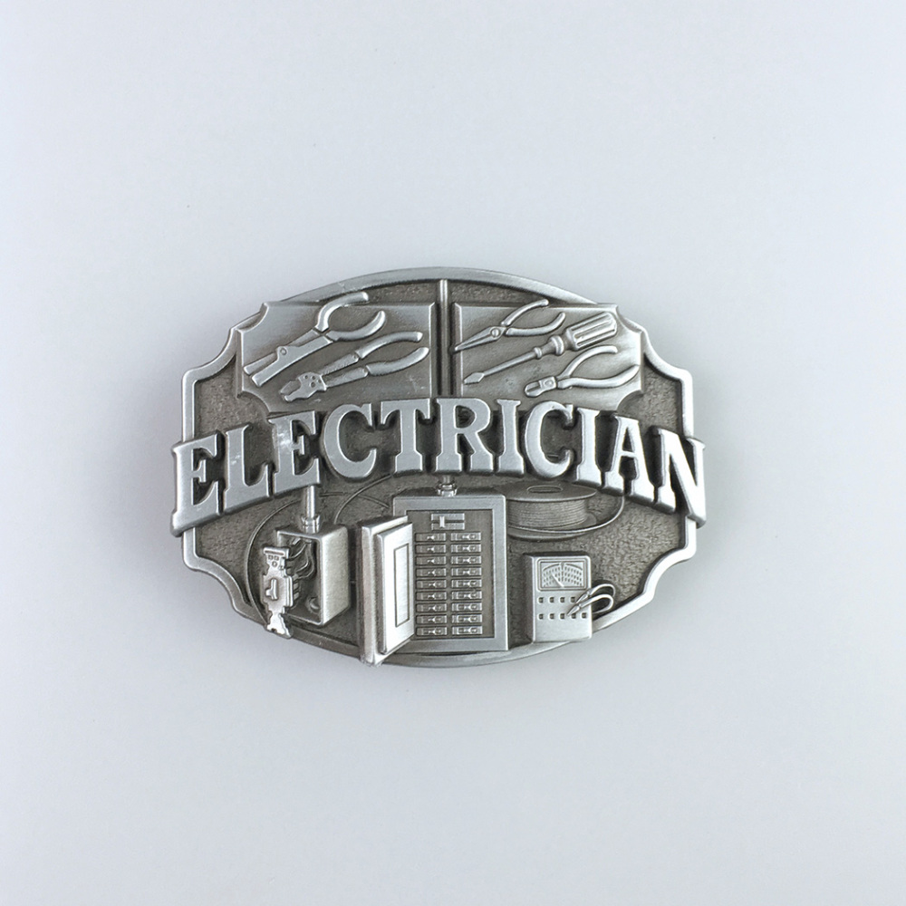 Antique Silver Electrician Trades Tradesman Belt Buckle also Stock in the US BUCKLE-WT124AS
