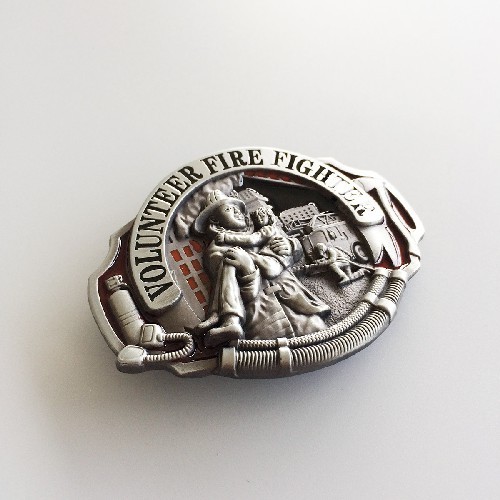 Enamel Hero Volunteer Fire Fighter Belt Buckle Gurtelschnalle Boucle de ceinture BUCKLE-OC009