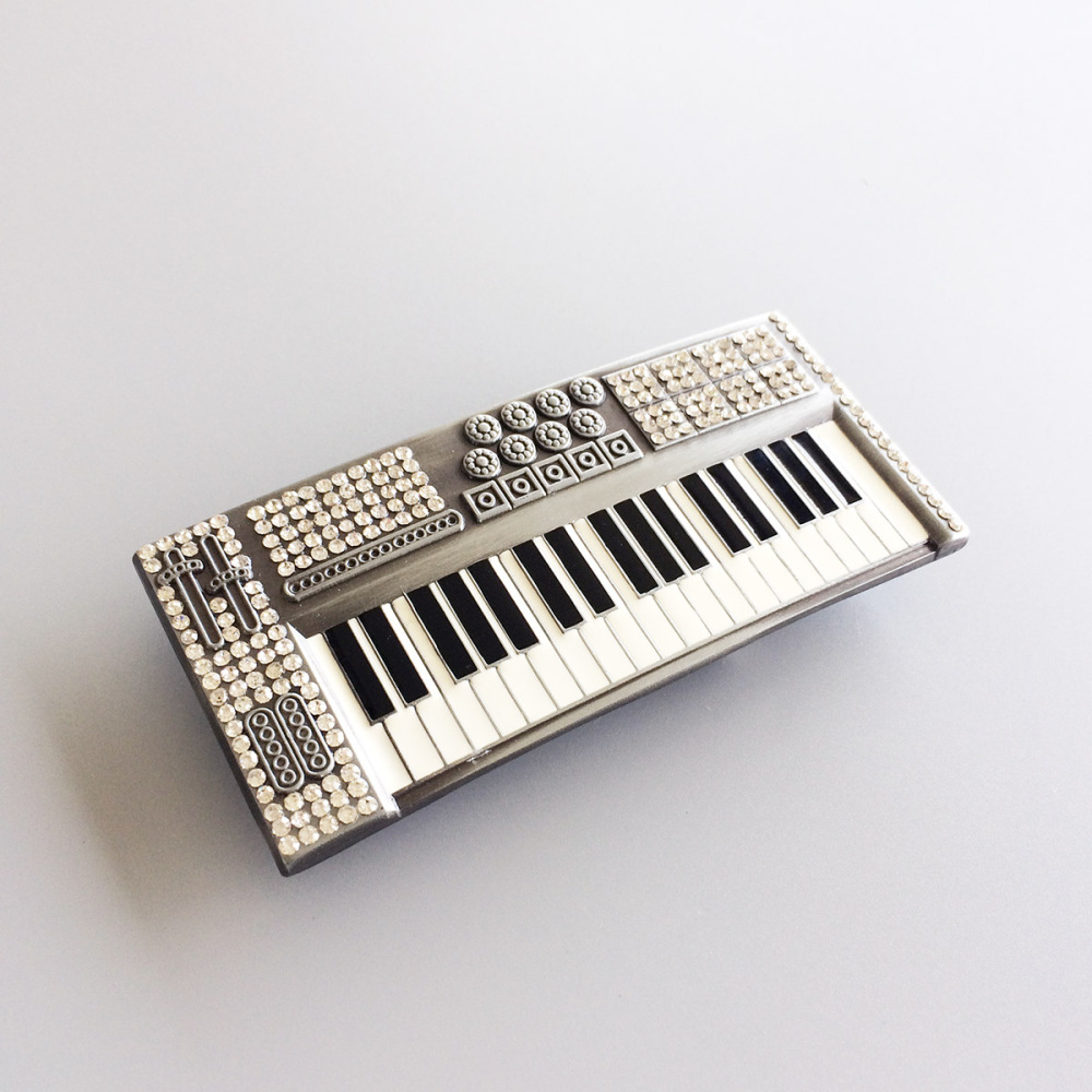 Bling Bling Rhinestones Piano Music Belt Buckle Gurtelschnalle Boucle de ceinture