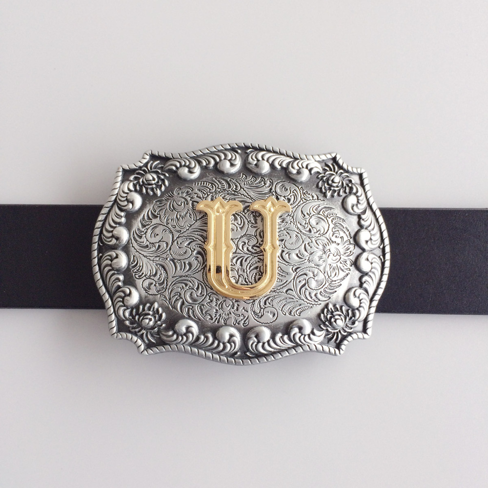 Initial Letter U Western Style Cowboy Cowgirl Belt Buckle BUCKLE-LE010U