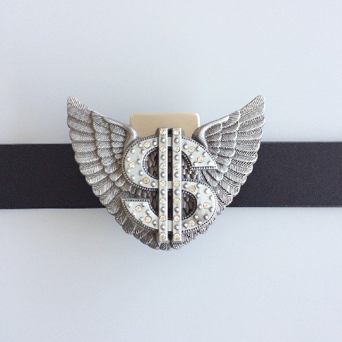 Vintage Rhinestones Angel Wings US Dollar Belt Buckle Gurtelschnalle Boucle de ceinture BUCKLE-LT015